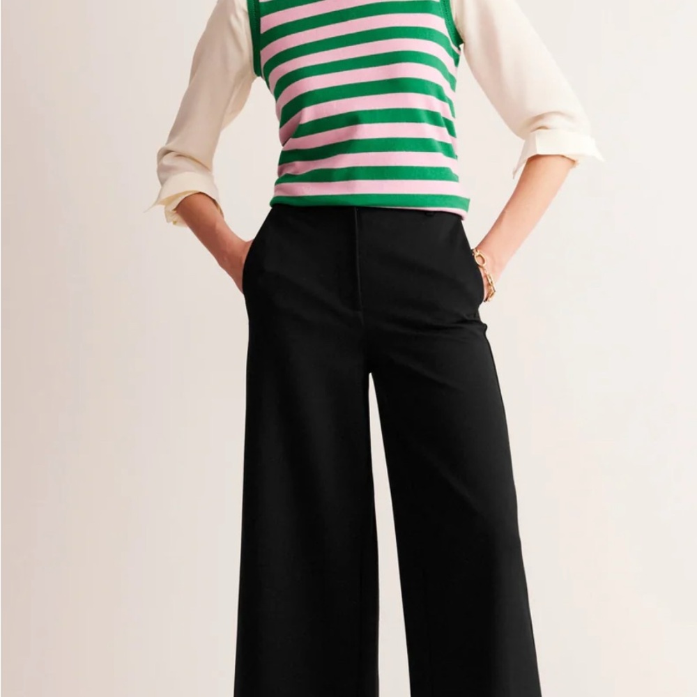 Boden Black Wide-Leg Ponte Pants